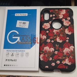 case and tempered glass for iphone xs max 6.5" new